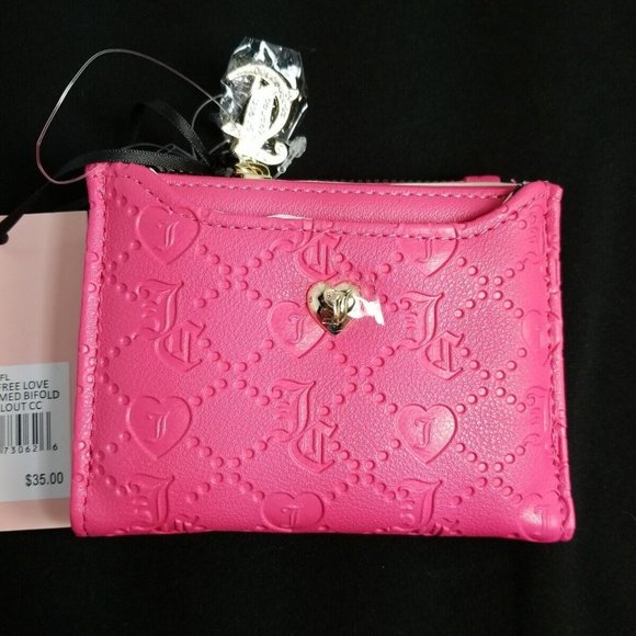 Juicy Couture PINK Deboss Free Love Semi Charmed Bifold W/ Pullout CC NWT - Picture 2 of 7